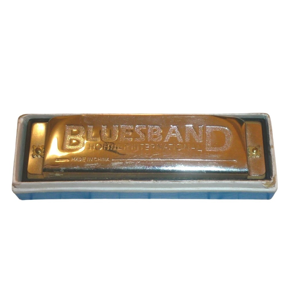 Hohner International Bluesband Harmonica 10 Hole Diatonic Silver Tone with Case